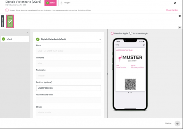 Individualisierung vCard