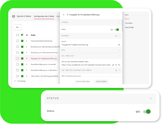 Deaktivierung einzelner System-E-Mails